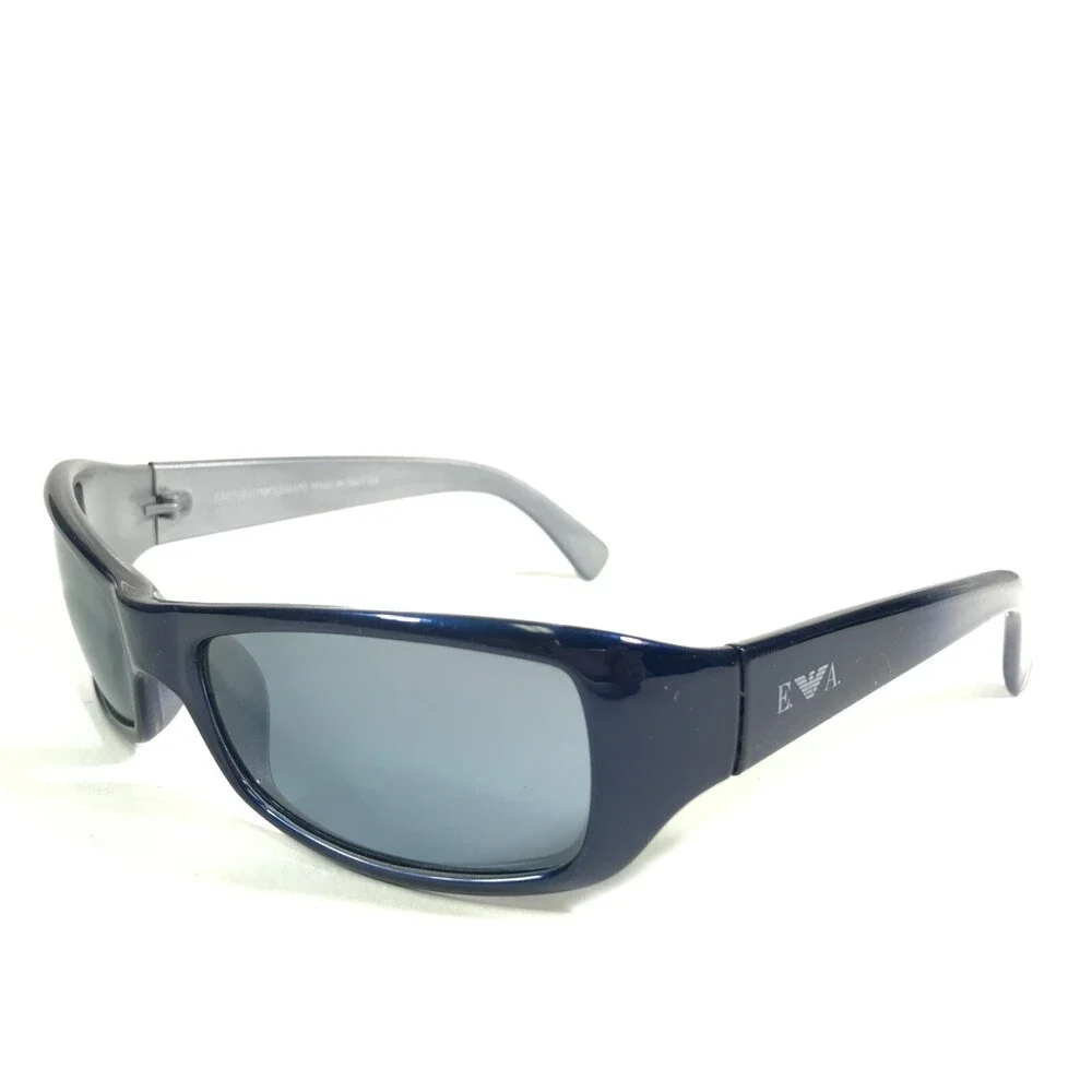 Emporio Armani Sunglasses 705-S 777/53 Blue Silver Rectangular with Blue Lenses